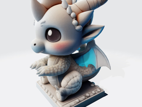 Cute Baby Dragon Figurine High-Poly for Printing Animation Collectibles 3Dプリントモデル
