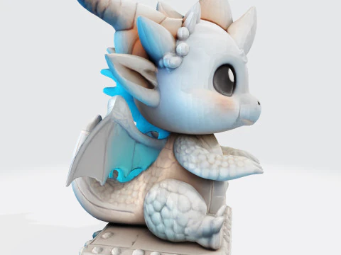 Cute Baby Dragon Figurine High-Poly for Printing Animation Collectibles 3D Print Model