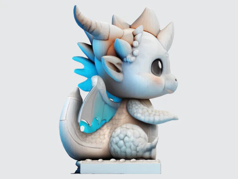 Cute Baby Dragon Figurine High-Poly for Printing Animation Collectibles 3D Print Model