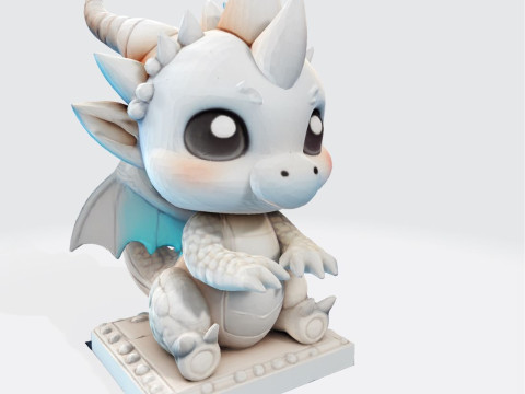 Cute Baby Dragon Figurine High-Poly for Printing Animation Collectibles 3Dプリントモデル