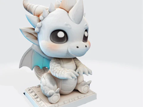 Cute Baby Dragon Figurine High-Poly for Printing Animation Collectibles 3D Print Model
