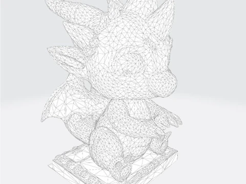 Cute Baby Dragon Figurine High-Poly for Printing Animation Collectibles 3D Print Model