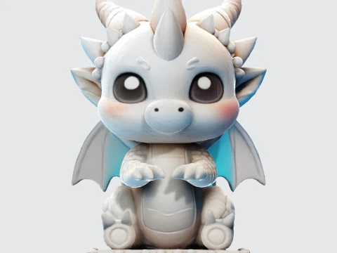 Cute Baby Dragon Figurine High-Poly for Printing Animation Collectibles 3D Print Model