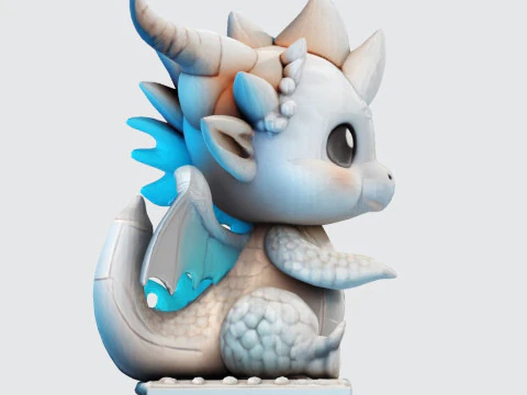 Cute Baby Dragon Figurine High-Poly for Printing Animation Collectibles 3D Print Model