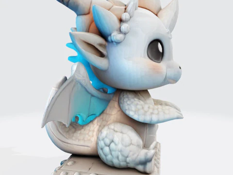 Cute Baby Dragon Figurine High-Poly for Printing Animation Collectibles 3D Print Model