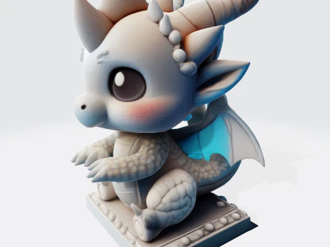 Cute Baby Dragon Figurine High-Poly for Printing Animation Collectibles 3D Print Model