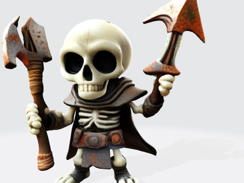 Cartoon Skeleton Warrior Stylized 3D Game Print Model 3D 3D Принт Модель
