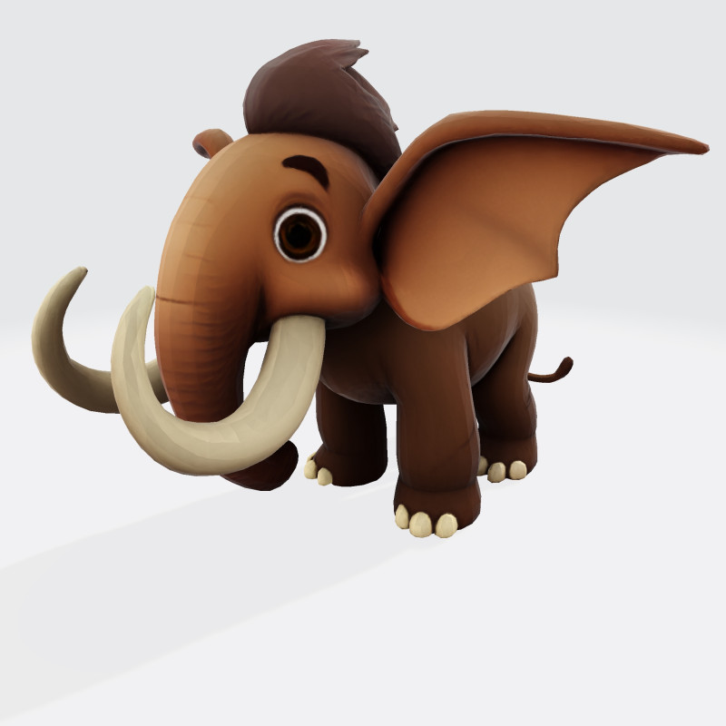 Mini Mammoth Cute Cartoon for Animation Print Rig-Ready STL 3D Model .c4d .max .obj .3ds .fbx .stl .blend 