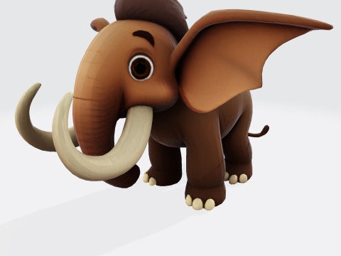 Mini Mammoth Cute Cartoon for Animation Print Rig-Ready STL 3D Model