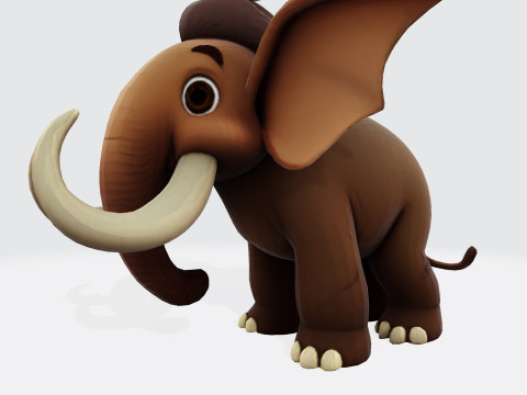 Mini Mammoth Cute Cartoon for Animation Print Rig-Ready STL 3D Model