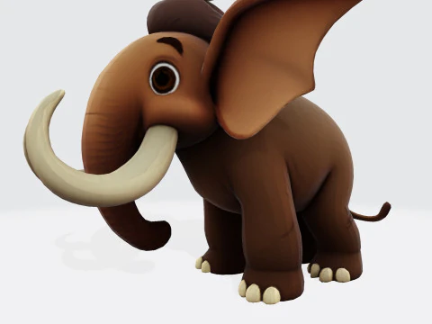 Mini Mammoth Cute Cartoon for Animation Print Rig-Ready STL 3D Model