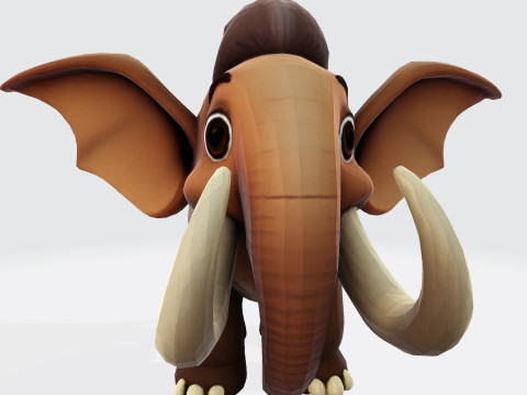 Mini Mammoth Cute Cartoon for Animation Print Rig-Ready STL 3D Model