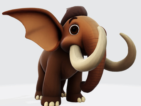 Mini Mammoth Cute Cartoon for Animation Print Rig-Ready STL 3D Model