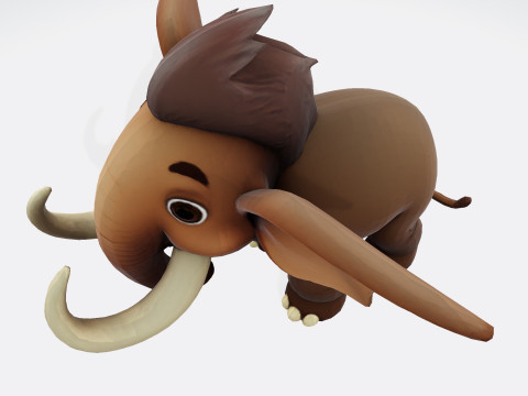 Mini Mammoth Cute Cartoon for Animation Print Rig-Ready STL 3D Model