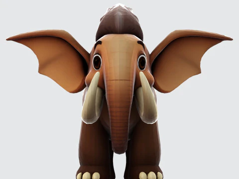 Mini Mammoth Cute Cartoon for Animation Print Rig-Ready STL 3D Model