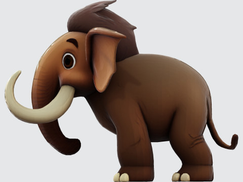 Mini Mammoth Cute Cartoon for Animation Print Rig-Ready STL 3D Model