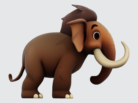 Mini Mammoth Cute Cartoon for Animation Print Rig-Ready STL 3D Model