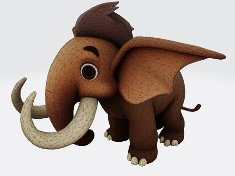 Mini Mammoth Cute Cartoon for Animation Print Rig-Ready STL 3D Model