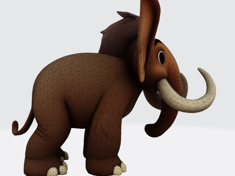 Mini Mammoth Cute Cartoon for Animation Print Rig-Ready STL 3D Model