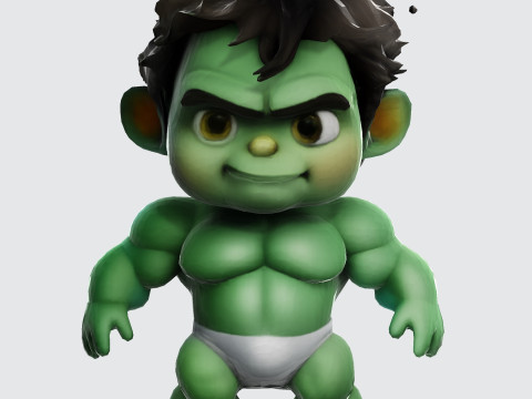 Baby Hulk Stylized for Animation 3D Printing FBX STL OBJ 3D Print Model