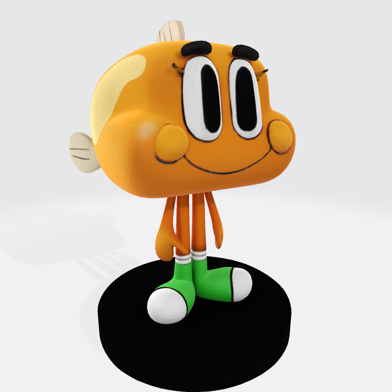 Darwin Watterson Fan-Made 3D Printable Figurine 3D 打印模型 .c4d .max .obj .3ds .fbx .stl .blend 
