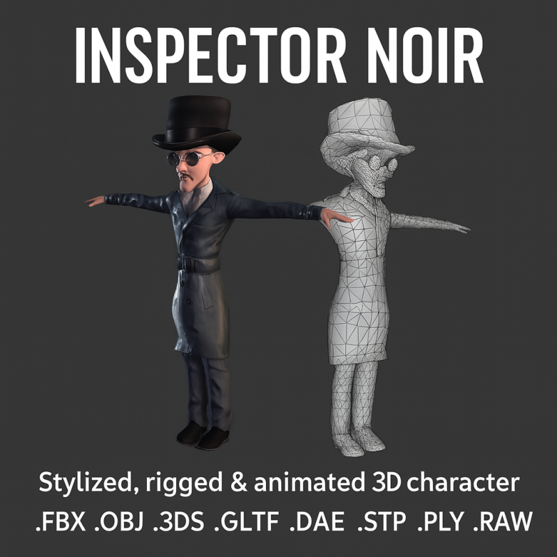 Inspector Noir Game ready Modelo 3D .c4d .max .obj .3ds .fbx .stl .blend 