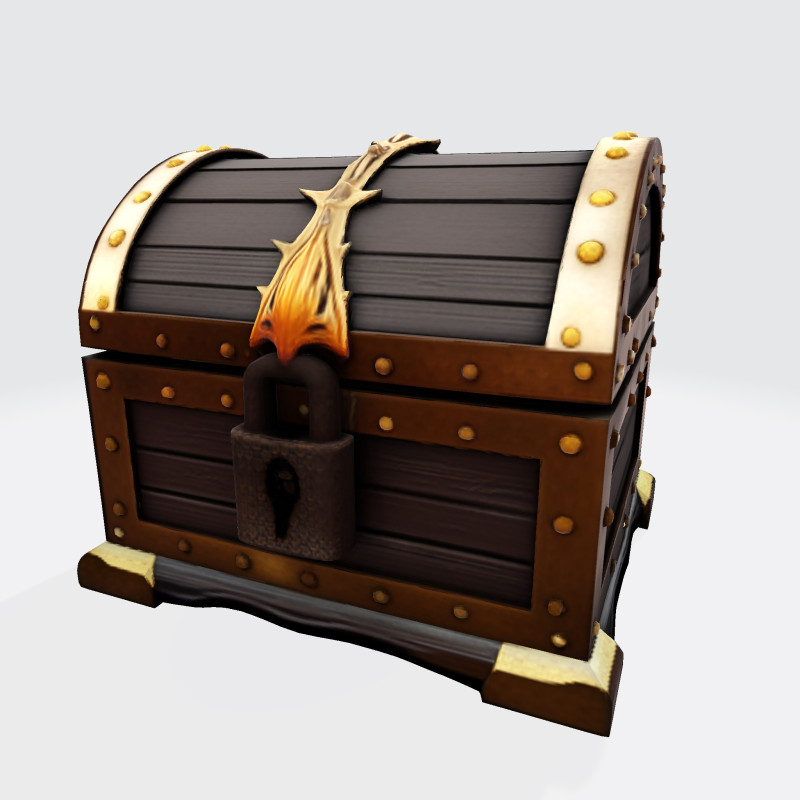 Treasure Chest Fantasy Asset for Game Animation 3D Print Low-poly Model 3D .c4d .max .obj .3ds .fbx .stl .blend
