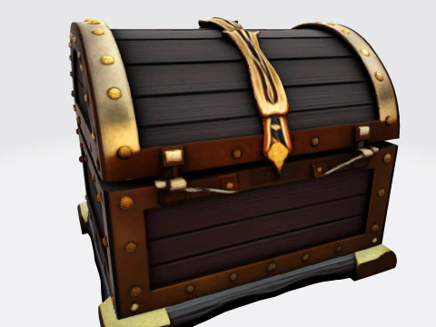 Treasure Chest Fantasy Asset for Game Animation 3D Print Low-poly 3D Model