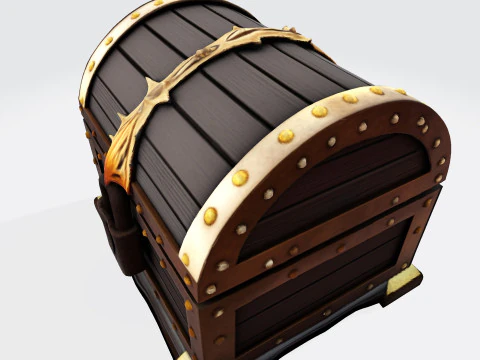 Treasure Chest Fantasy Asset for Game Animation 3D Print Low-poly 3D Model