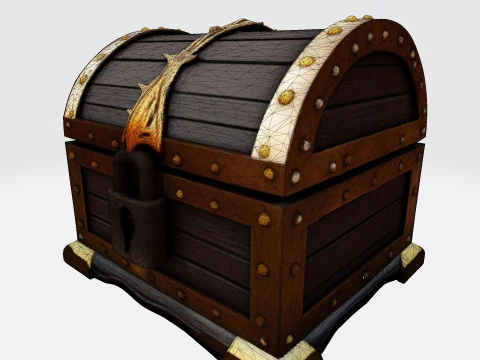 Treasure Chest Fantasy Asset for Game Animation 3D Print Low-poly 3D Model