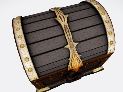 Treasure Chest Fantasy Asset for Game Animation 3D Print Low-poly 3D Model