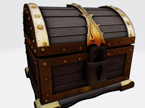 Treasure Chest Fantasy Asset for Game Animation 3D Print Low-poly 3D Model