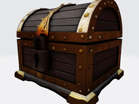 Treasure Chest Fantasy Asset for Game Animation 3D Print Low-poly 3D Model