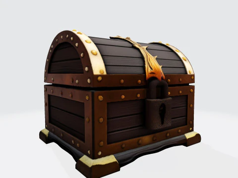 Treasure Chest Fantasy Asset for Game Animation 3D Print Low-poly 3D Model