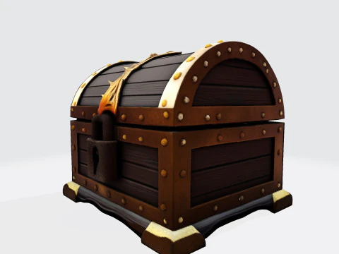 Treasure Chest Fantasy Asset for Game Animation 3D Print Low-poly 3D Model
