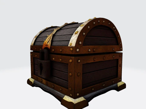 Treasure Chest Fantasy Asset for Game Animation 3D Print Low-poly 3D Model