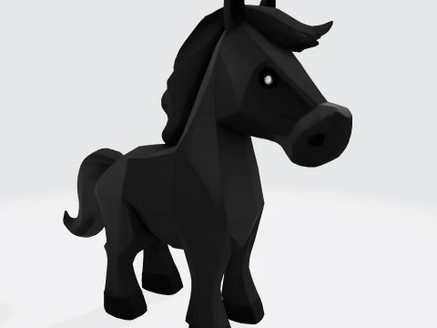 Sevimli Stilize ToonHorse 3D Karakter D&uuml;ş&uuml;k Poli 3D Model