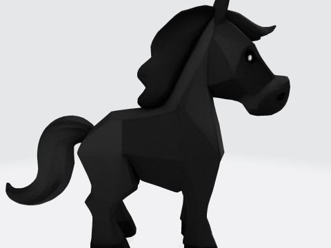Cute Stylized ToonHorse 3D Character Low-poly Model 3D