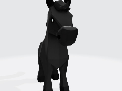 Cute Stylized ToonHorse 3D Character Low-poly Model 3D