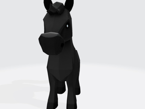 Cute Stylized ToonHorse 3D Character Low-poly Model 3D