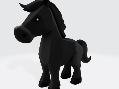 Cute Stylized ToonHorse 3D Character Low-poly Model 3D