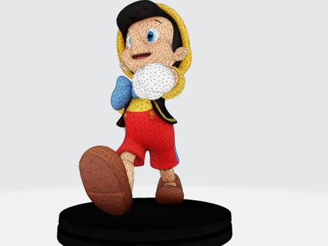 Stylized LowPoly Pinocchio Figurine 3D Print 3D print model 3D 프린트 모델