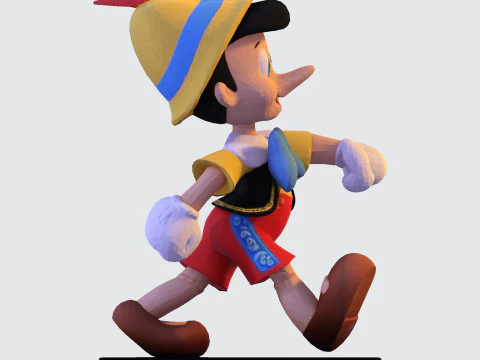 Stylized LowPoly Pinocchio Figurine 3D Print 3D print model 3D Print Model