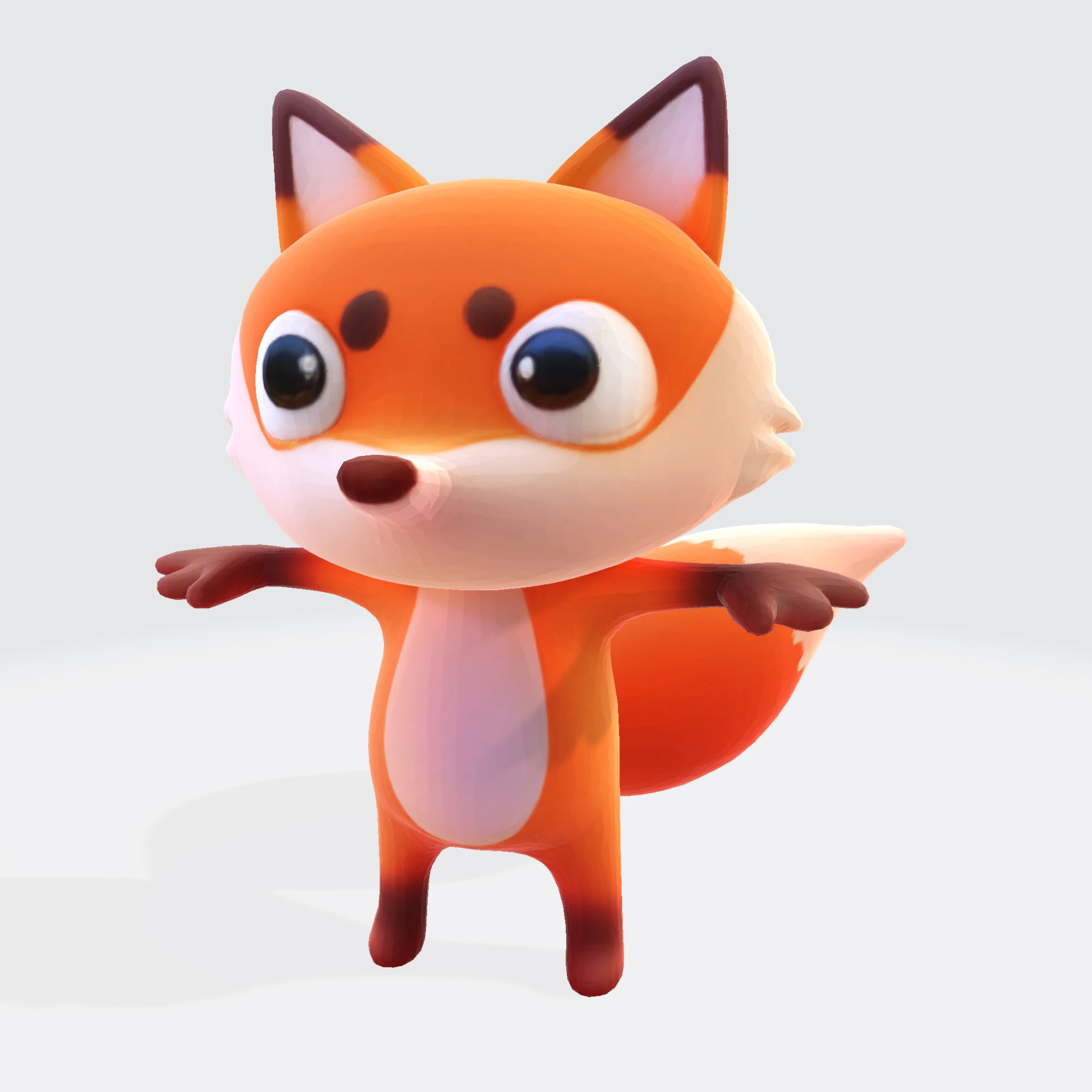 Adorable cartoon-style fox in T-pose 3D Model .c4d .max .obj .3ds .fbx .stl .blend 