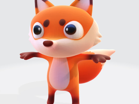 This adorable cartoon-style fox in T-pose is the perfect starting point for rigging animation 3D Модель