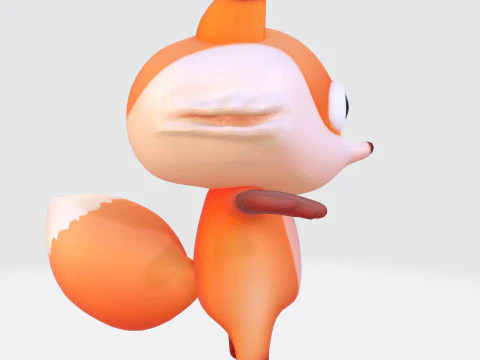 Adorable cartoon-style fox in T-pose 3D Model