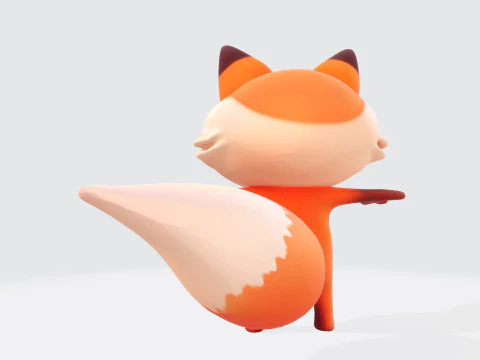 Adorable cartoon-style fox in T-pose 3D Model