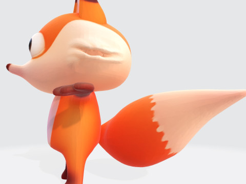 Adorable cartoon-style fox in T-pose 3D Модель