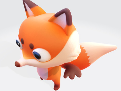 Adorable cartoon-style fox in T-pose 3D Модель