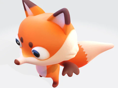 Adorable cartoon-style fox in T-pose 3D Model